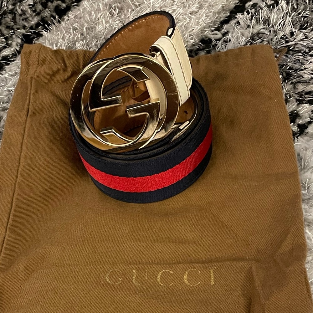 Gucci Web Belt With G Buckle With Gucci Dust Bag Size 95